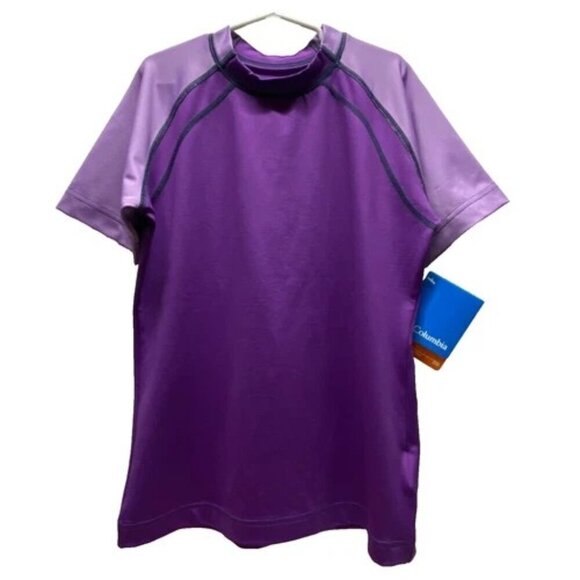 Columbia Omni Shade Short Sleeve Girls Large Purple Fillie G Sun Splashes Tee - Picture 1 of 15